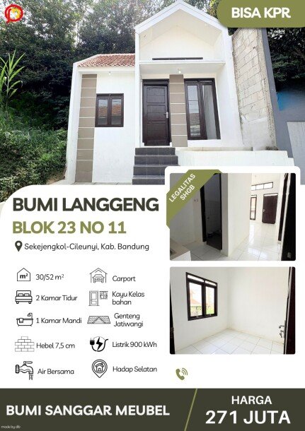 rumah modern murah cileunyi bumi langgeng blok 23 no 11-1